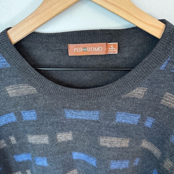 Vtg Per Me Uomo Australia Sweater Italian Extra Fine Merino Wool Gray Size XL - Picture 3 of 6